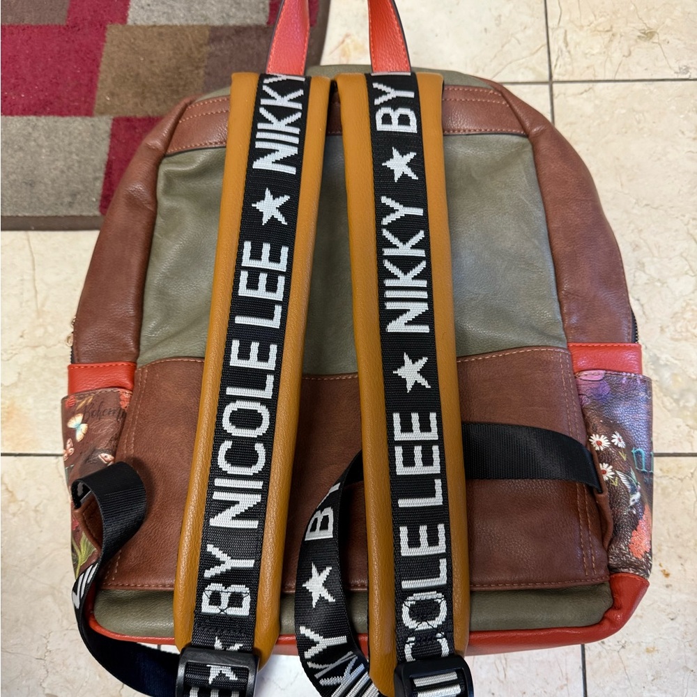 Nikky by Nicole Lee Brown and Green Backpack with Floral Design - Picture 11 of 13